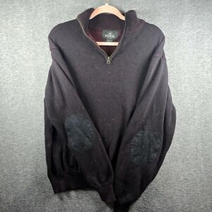 RedHead Sweater Men L Red 1/4 Zip Mock Neck Pullover Elbow Patches Bass Pro Shop